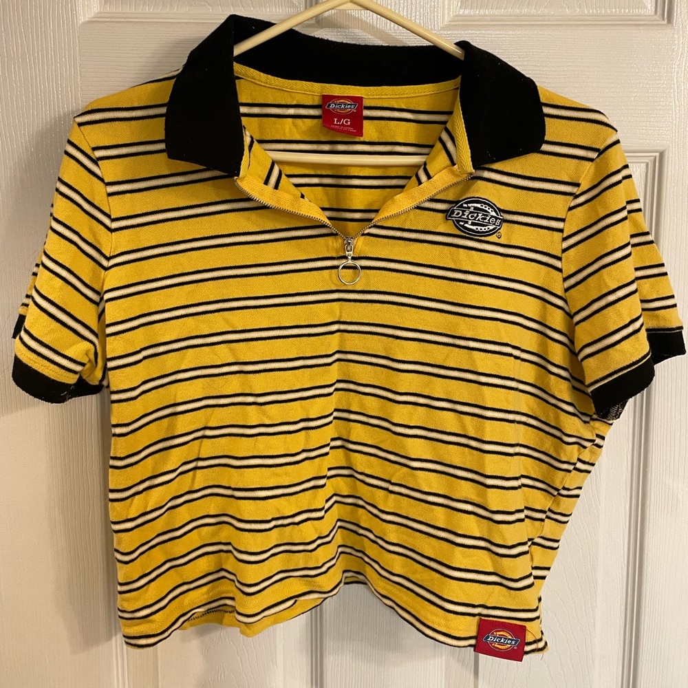 Dickies yellow striped crop top💛